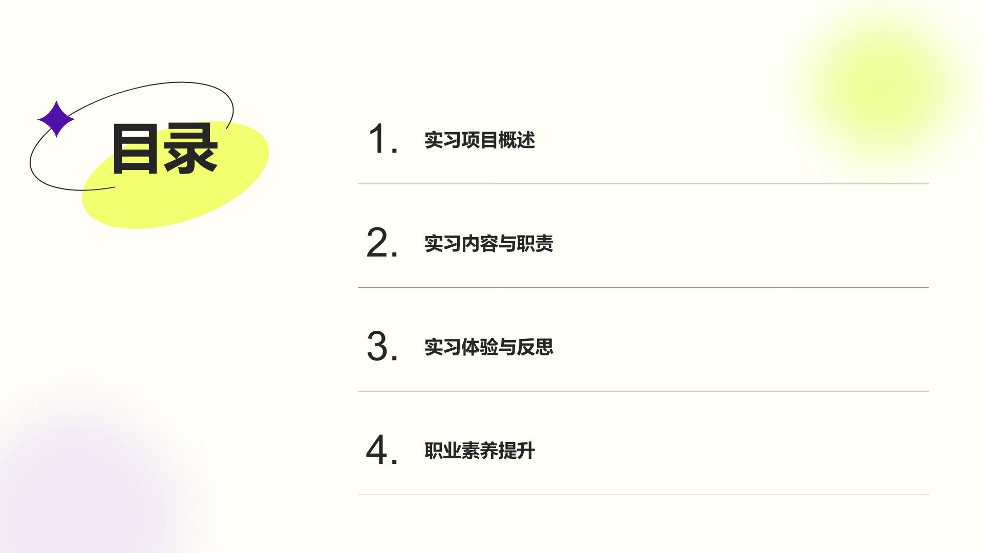 黄色渐变风暑期实习项目总结报告PPT模板