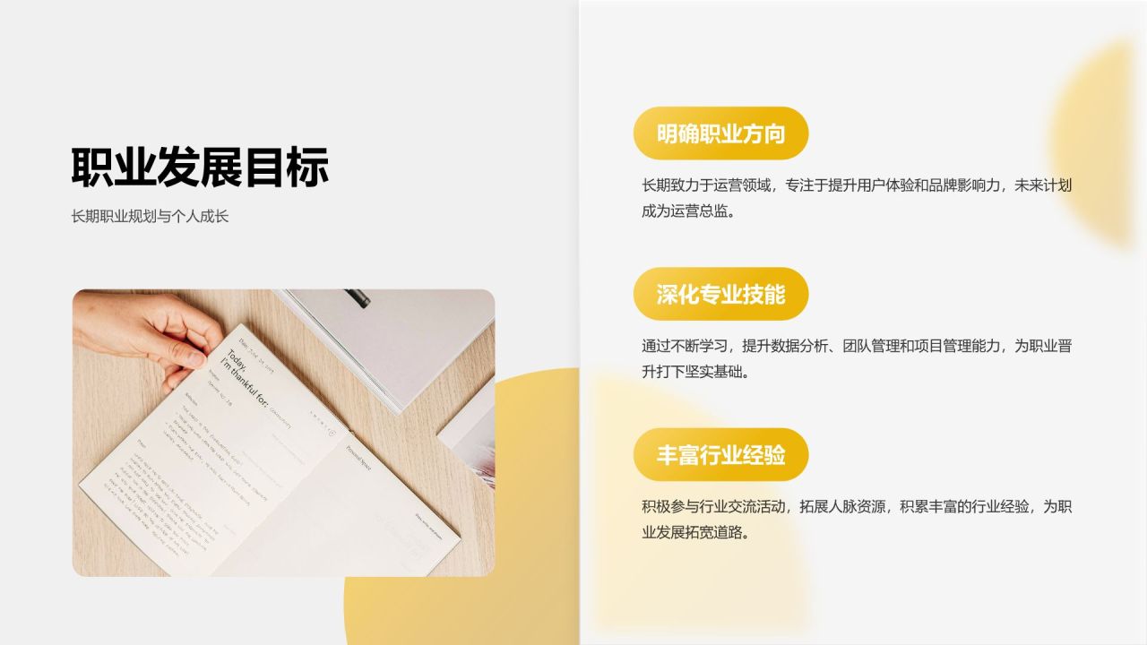 黄色简约风运营岗位晋升述职PPT模板