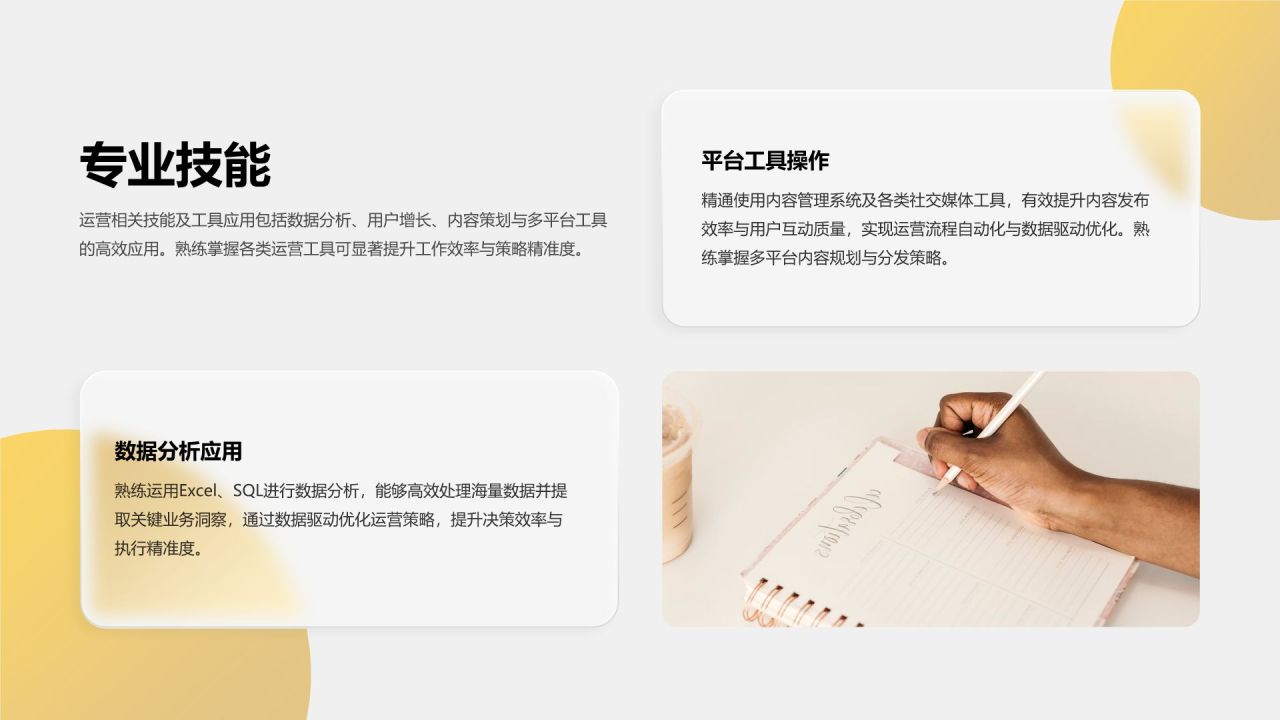 黄色简约风运营岗位晋升述职PPT模板