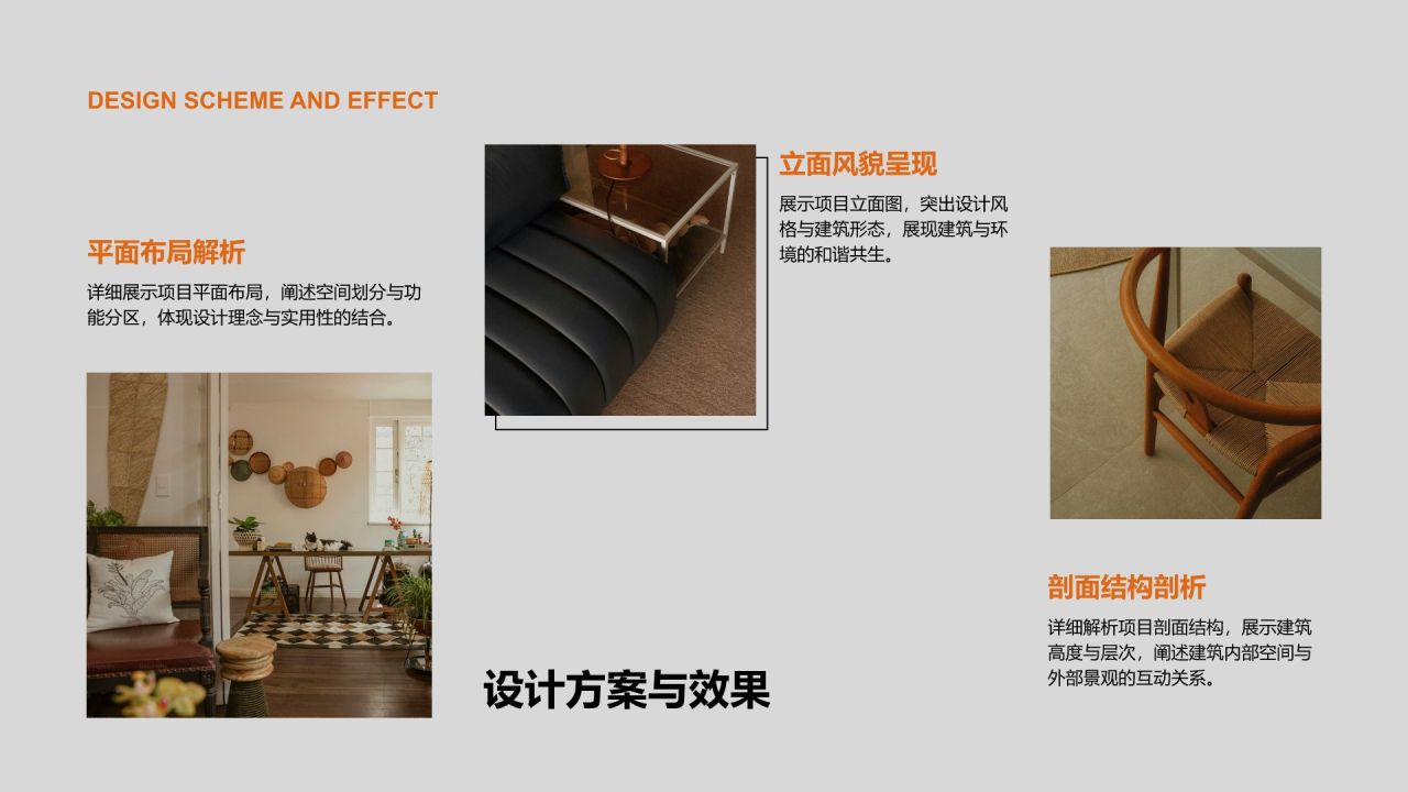 橙色商务风建筑设计行业年度项目成果展示PPT模板