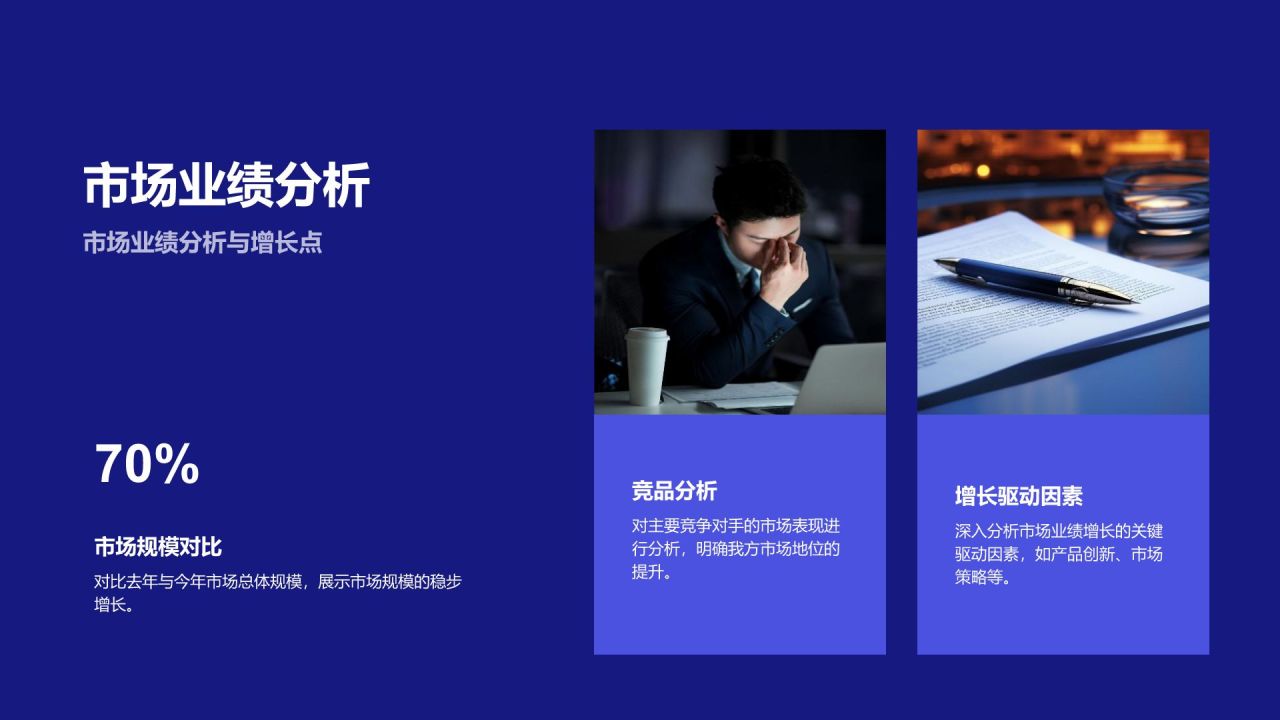 蓝色几何风通用年度工作总结PPT模板