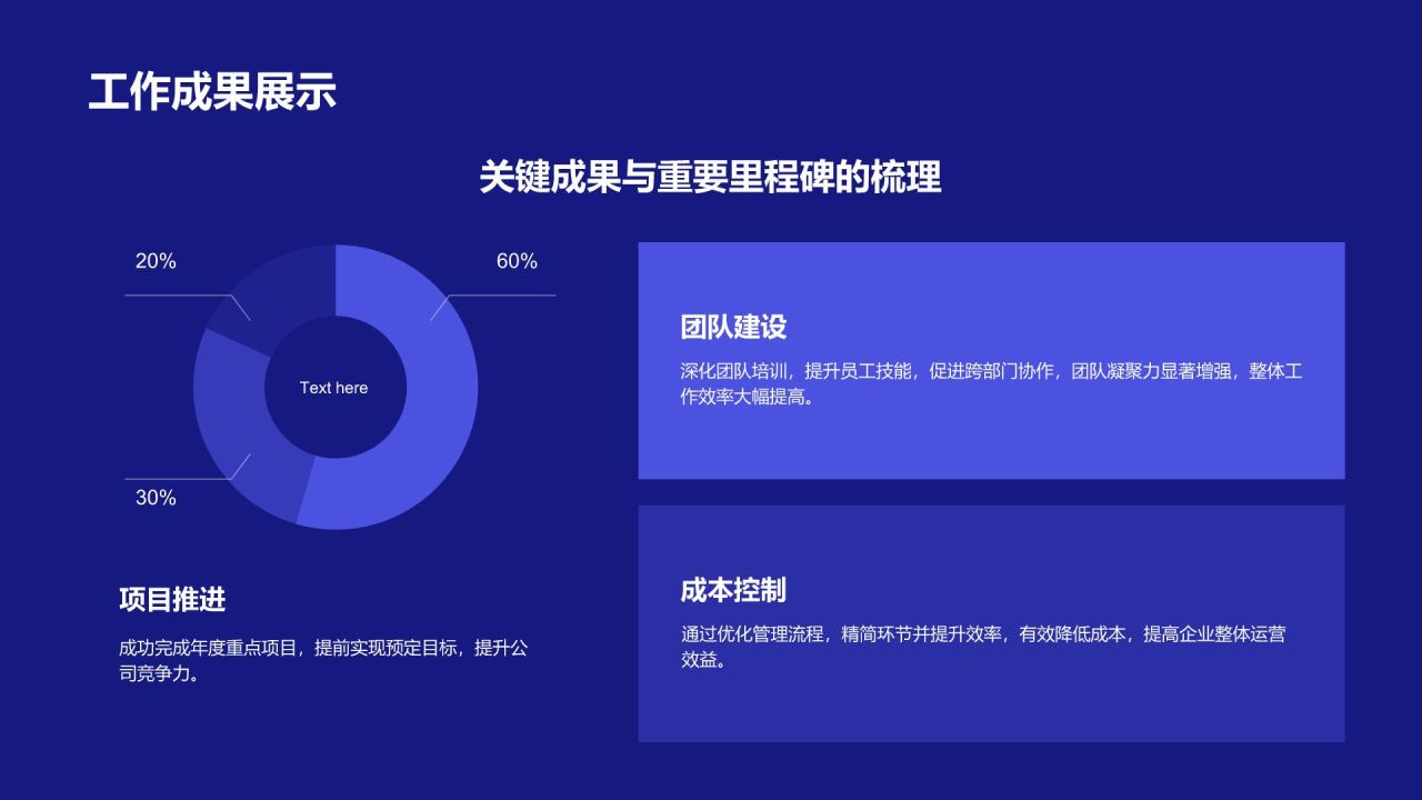 蓝色几何风通用年度工作总结PPT模板