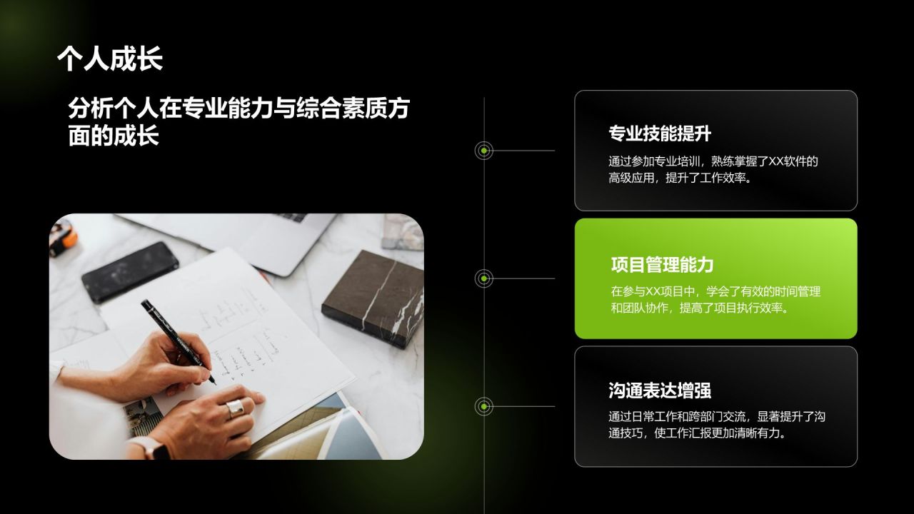 绿色商务风通用年度工作总结PPT模板