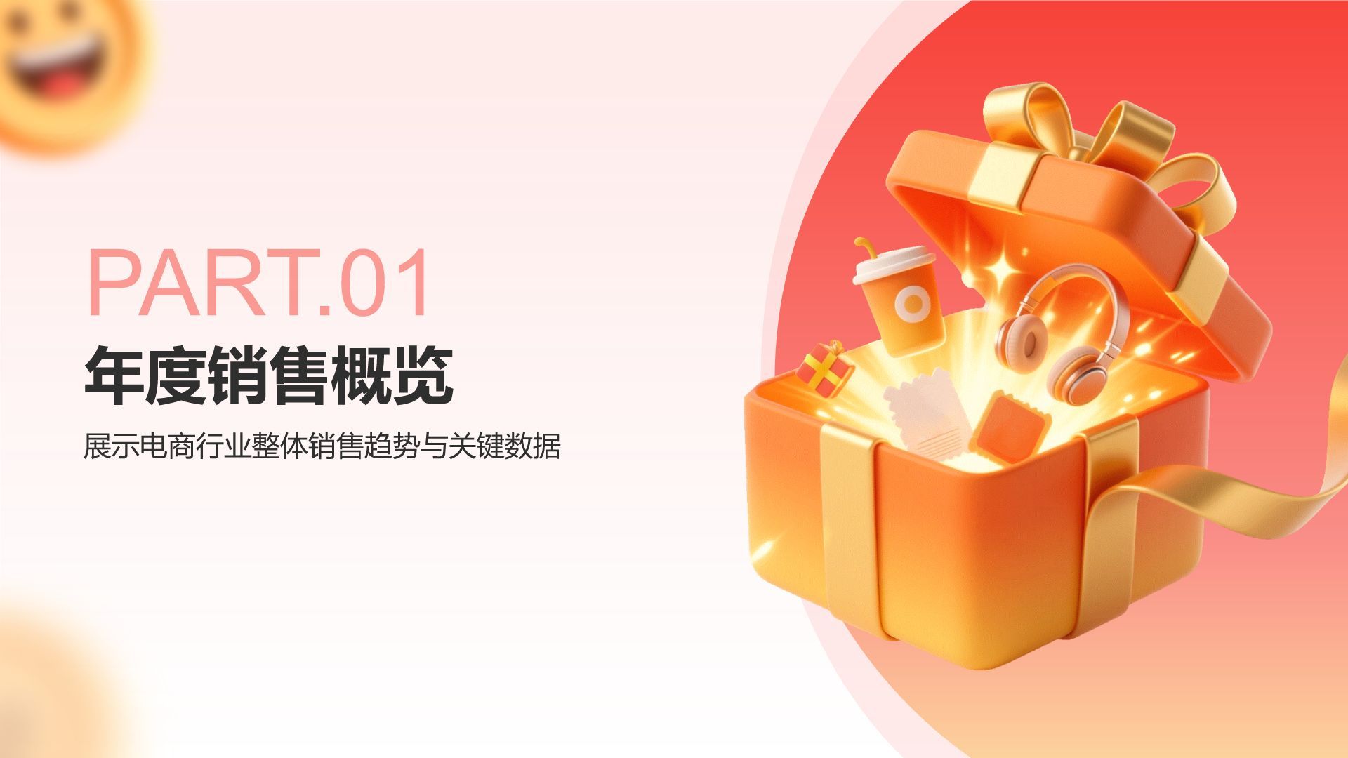 红色3D风电商行业年终销售数据分析报告PPT模板