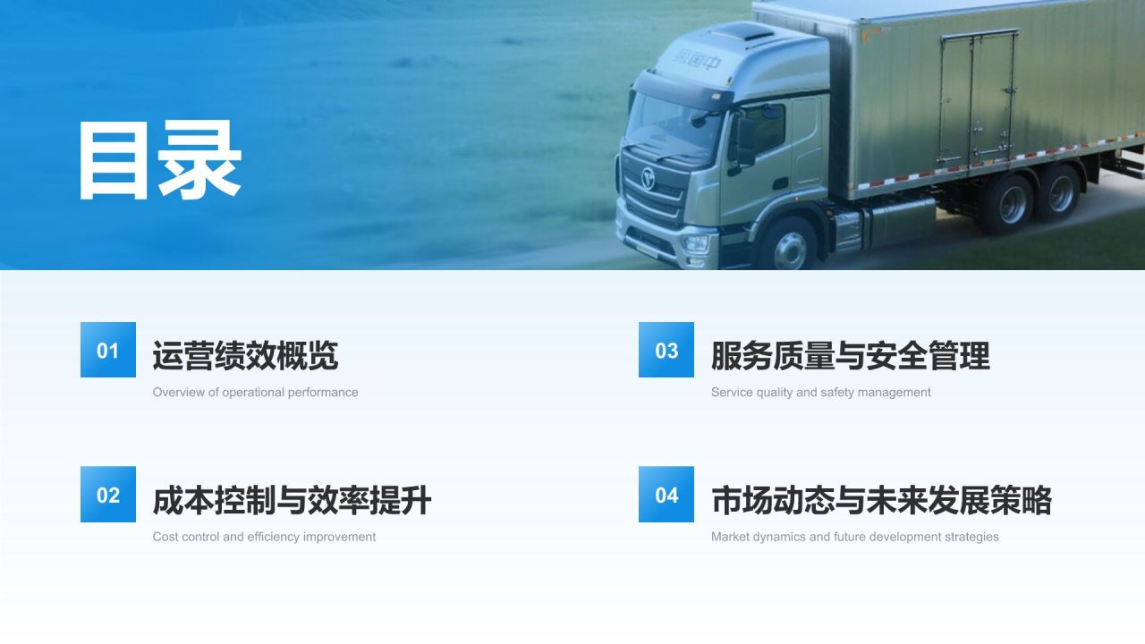 蓝色商务风物流运输行业年度运营总结报告PPT模板