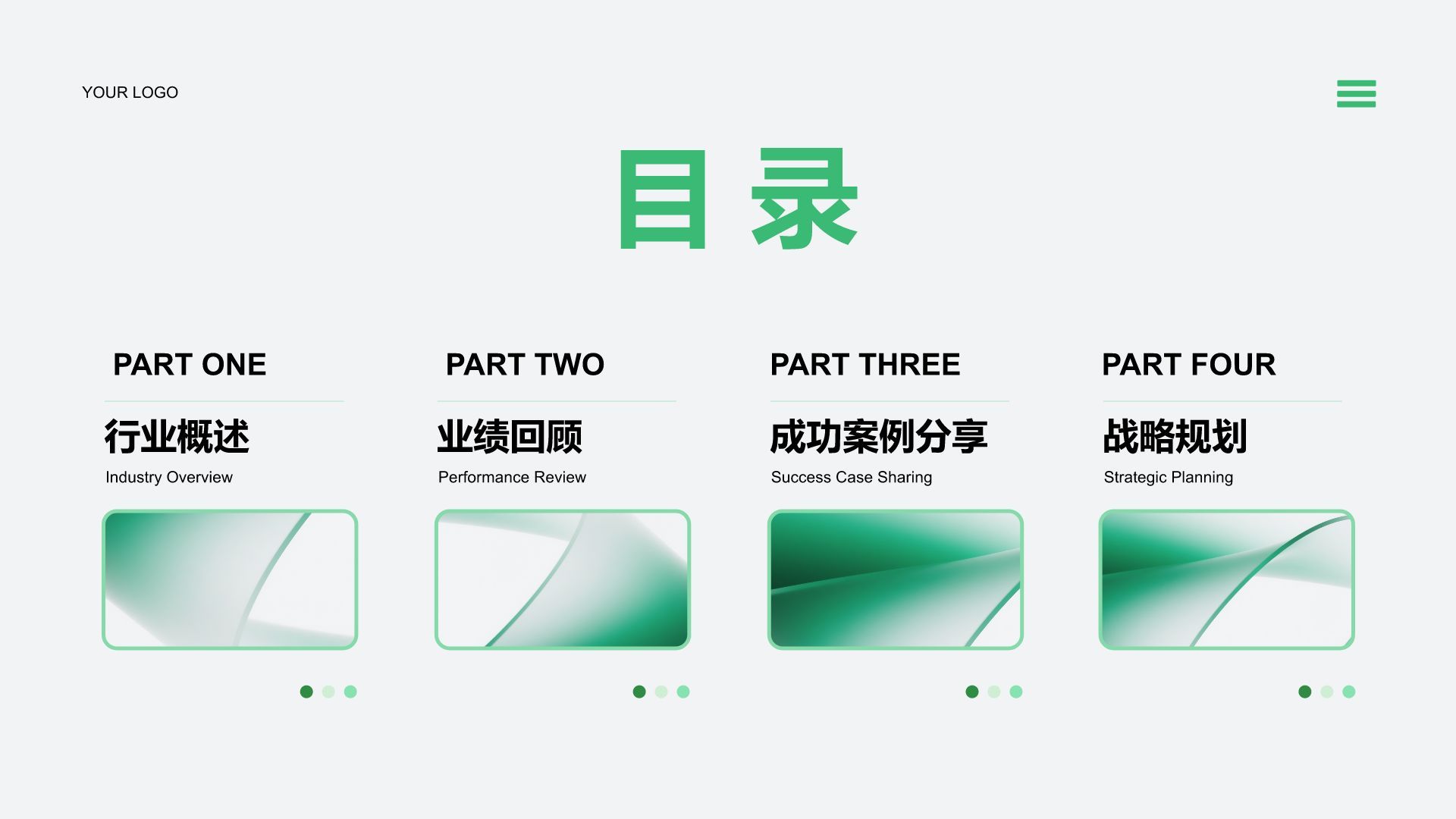 绿色简约风企业年终总结大会汇报PPT模板