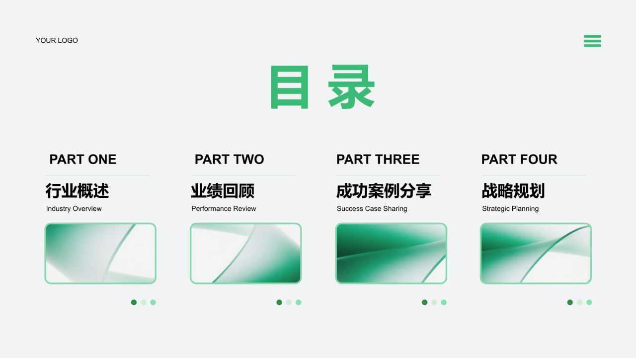 绿色简约风企业年终总结大会汇报PPT模板