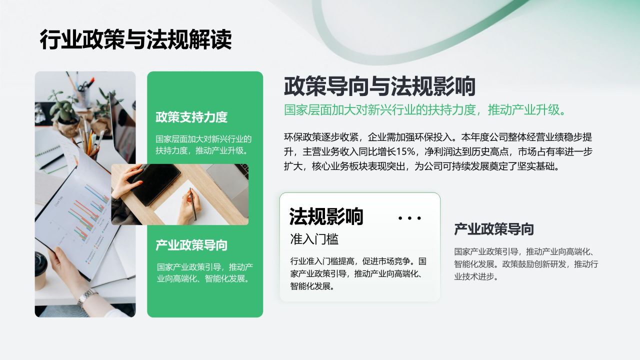 绿色简约风企业年终总结大会汇报PPT模板