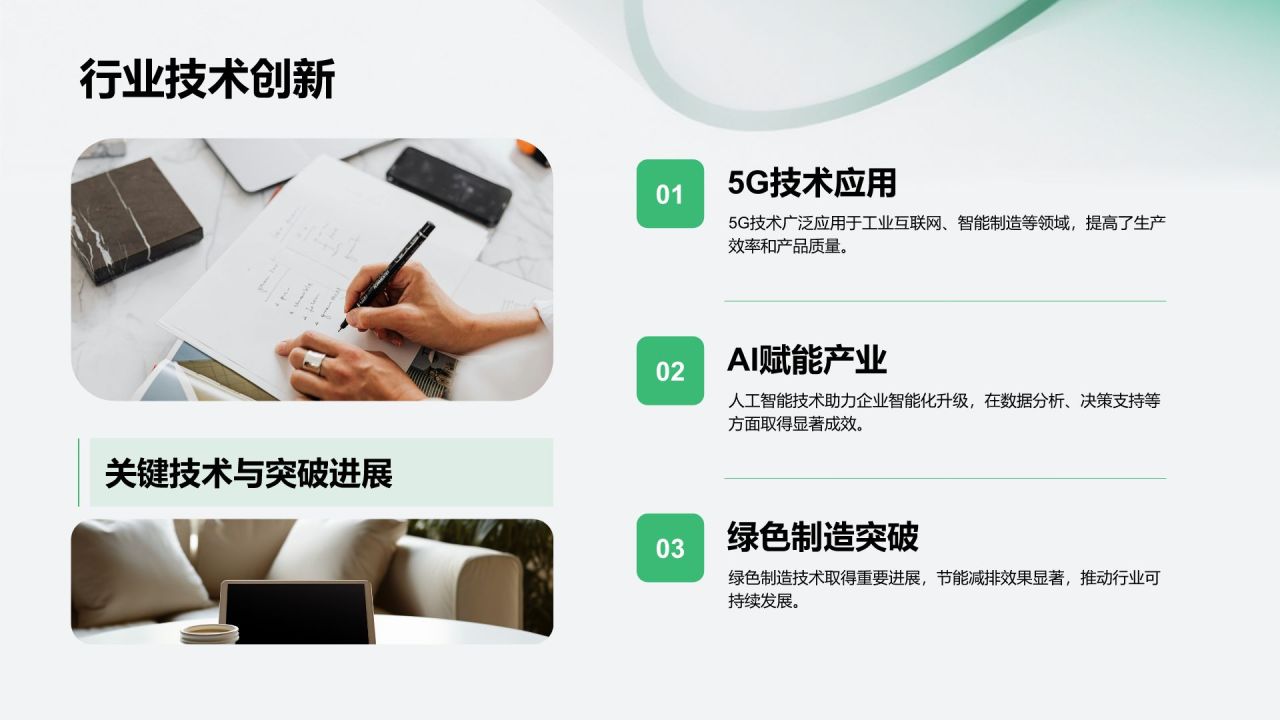 绿色简约风企业年终总结大会汇报PPT模板