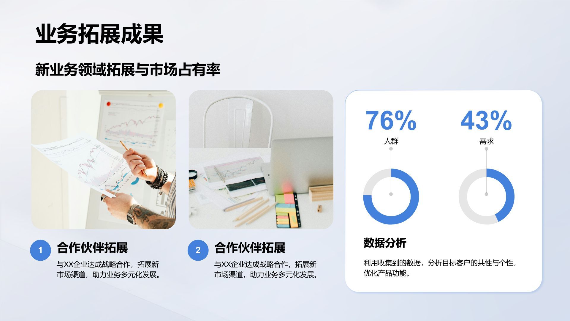 蓝色简约风团队年终总结与复盘PPT模板