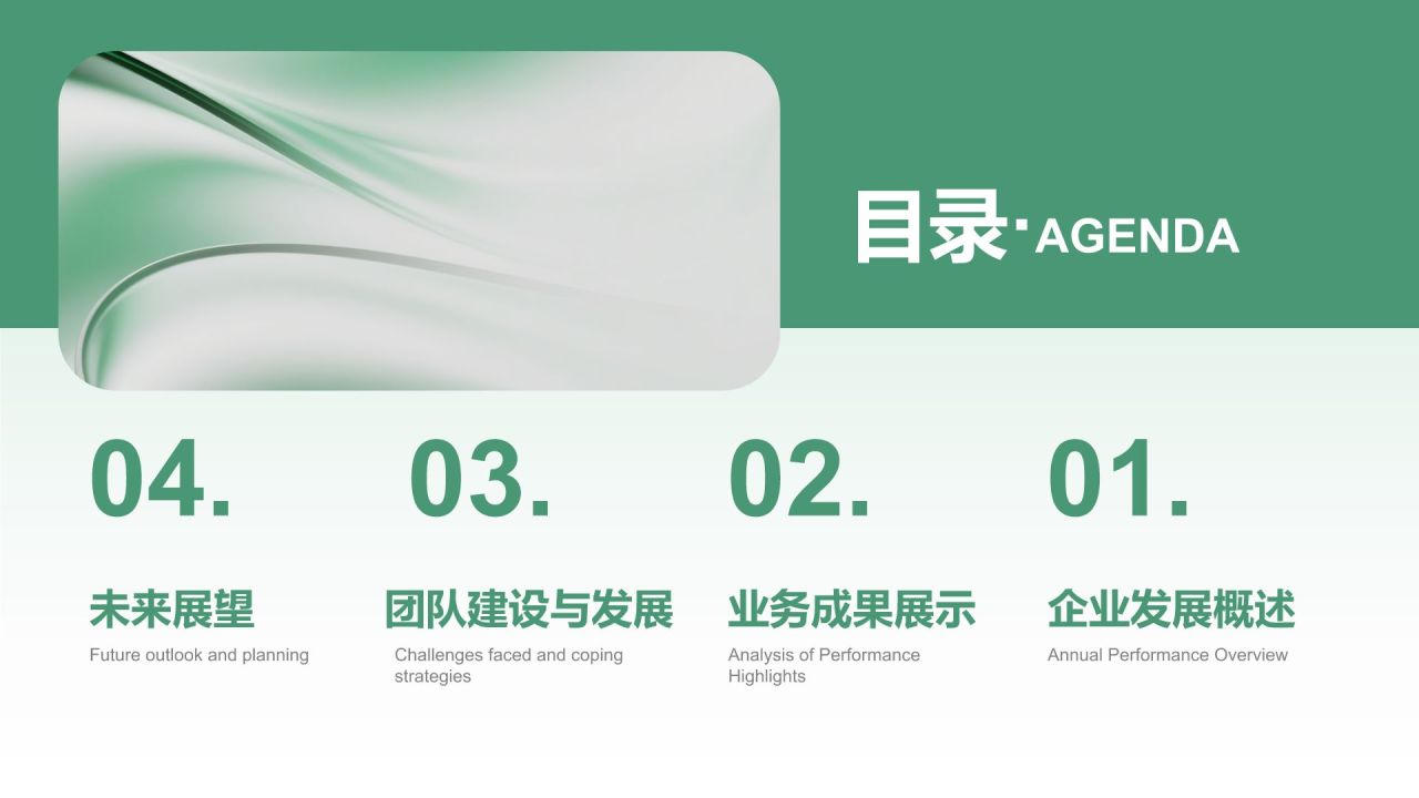 绿色简约风企业发展年度总结报告PPT模板