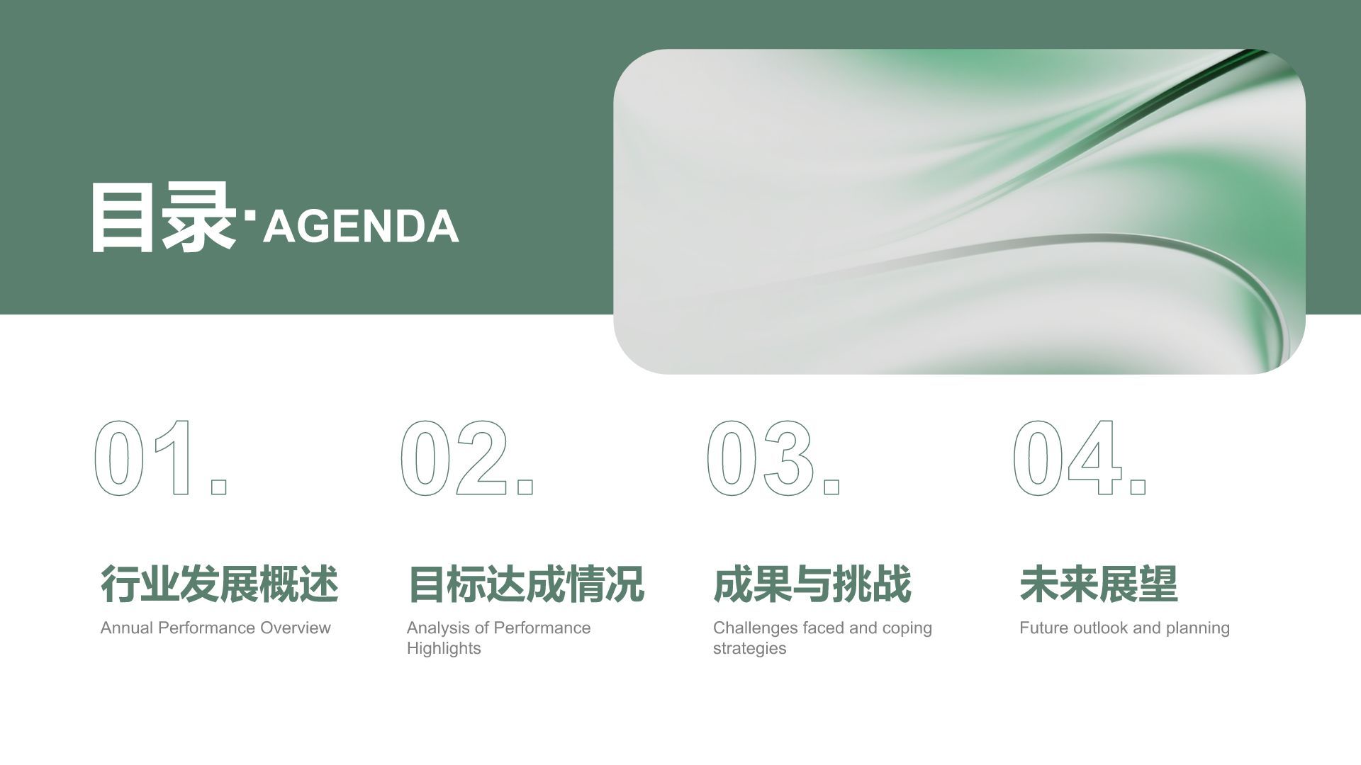 绿色商务风团队年终总结与复盘PPT模板