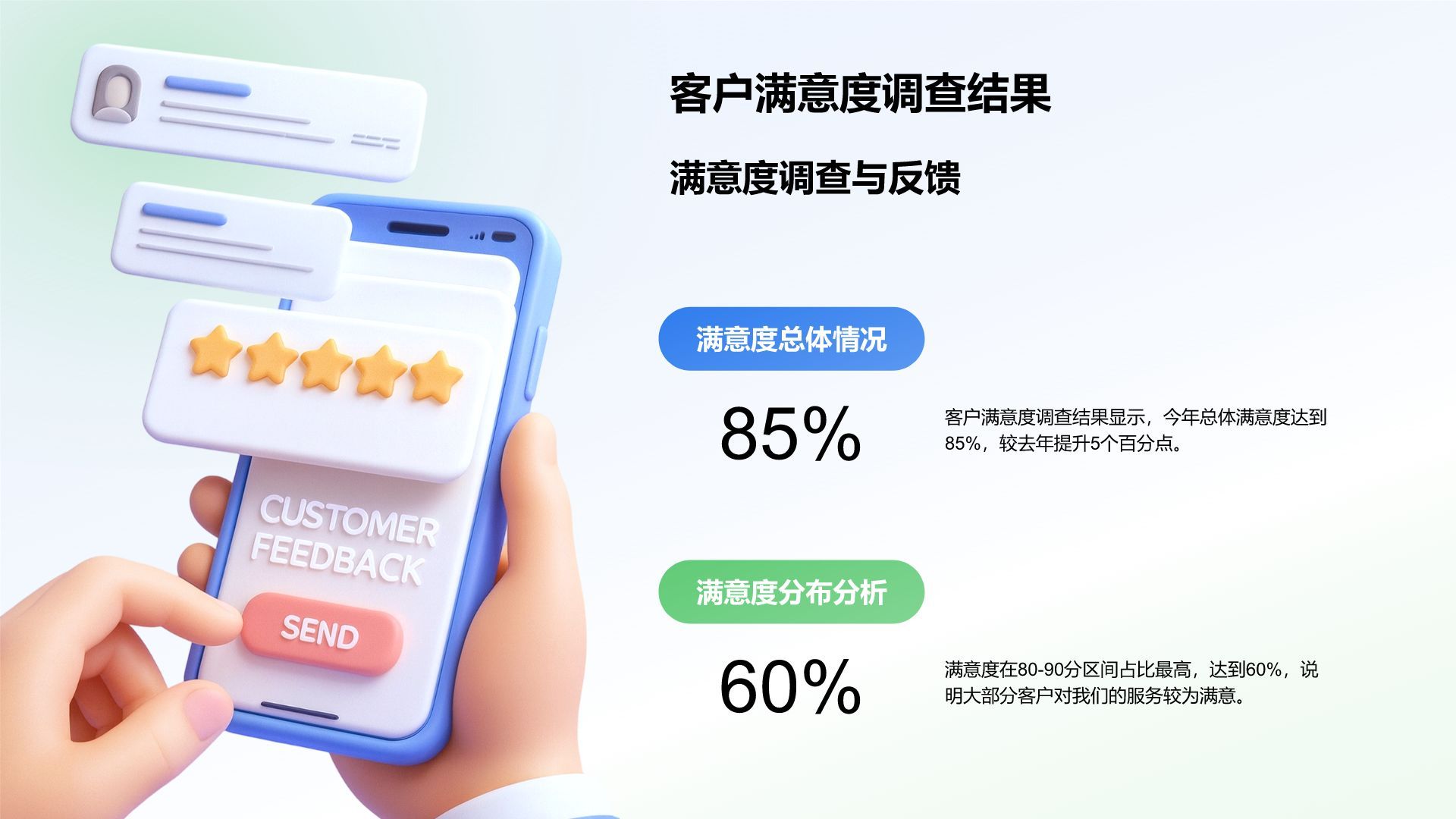 蓝色3D风年终客户关系维护总结PPT模板