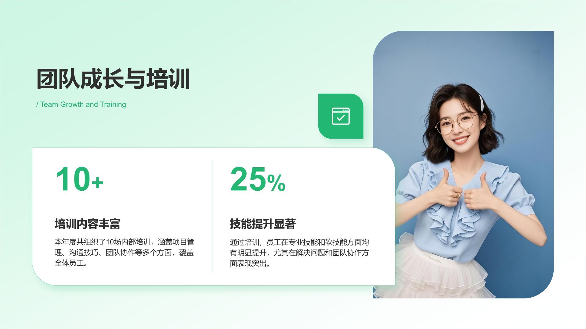 绿色扁平风团队年终复盘与提升计划PPT模板