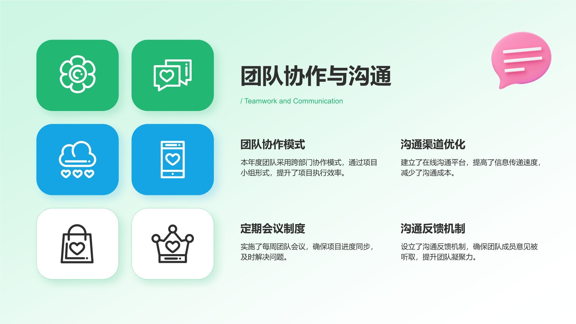 绿色扁平风团队年终复盘与提升计划PPT模板