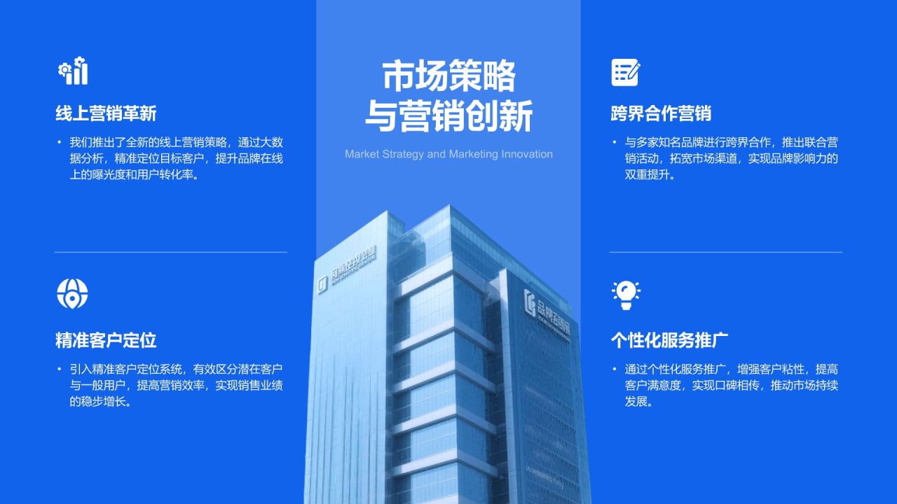 蓝色商务风企业年度成果展示PPT模板