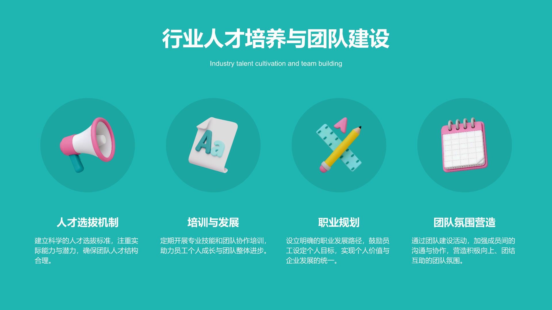 蓝色3D风团队年终复盘与提升计划PPT模板