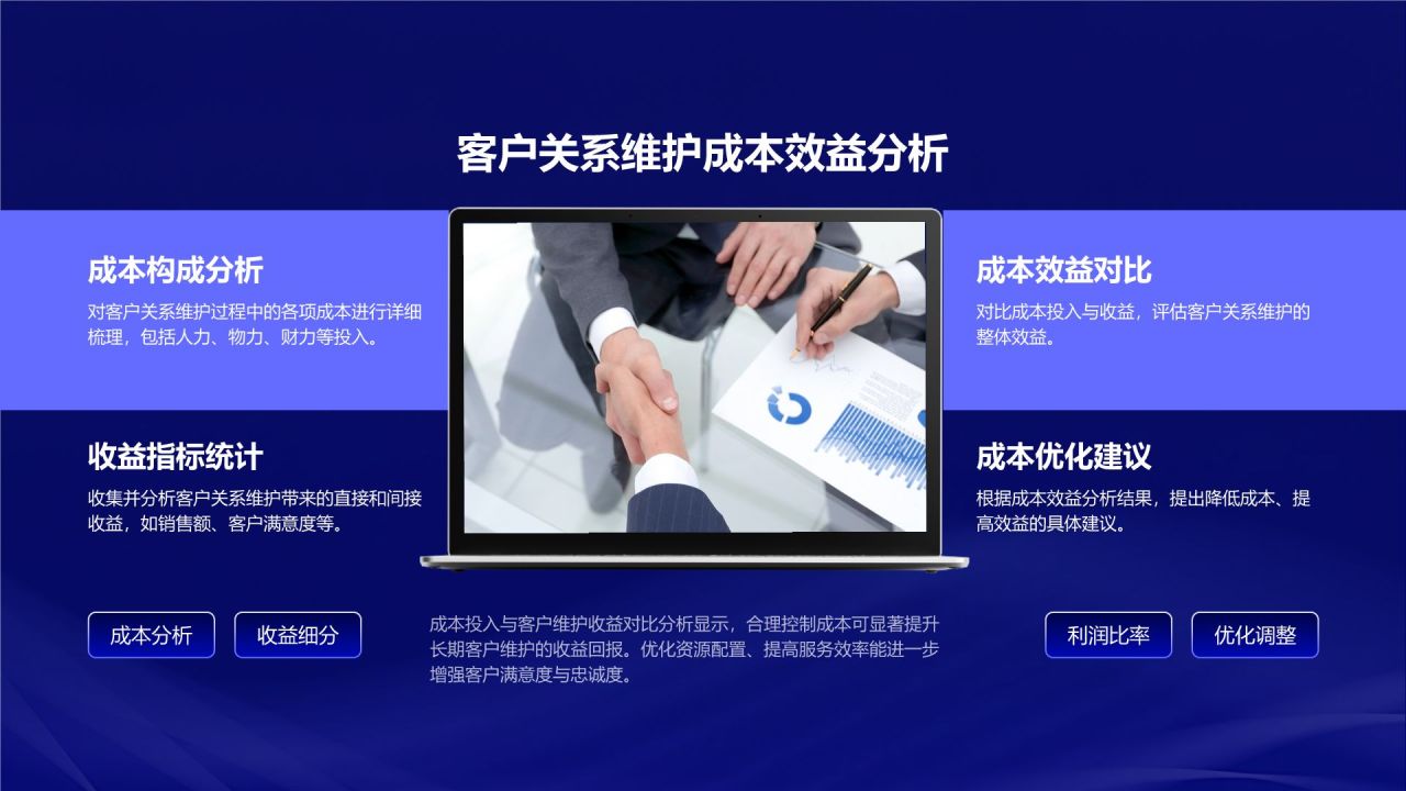 蓝色渐变风年终客户关系维护总结PPT模板