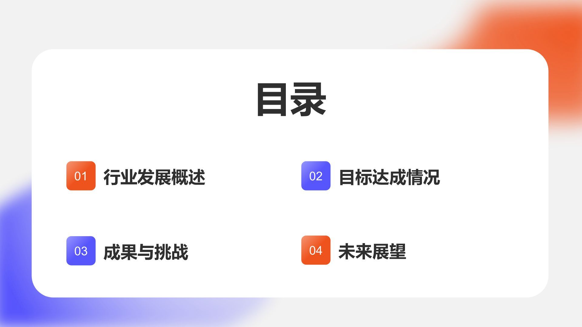 蓝色渐变风年度目标完成情况总结PPT模板