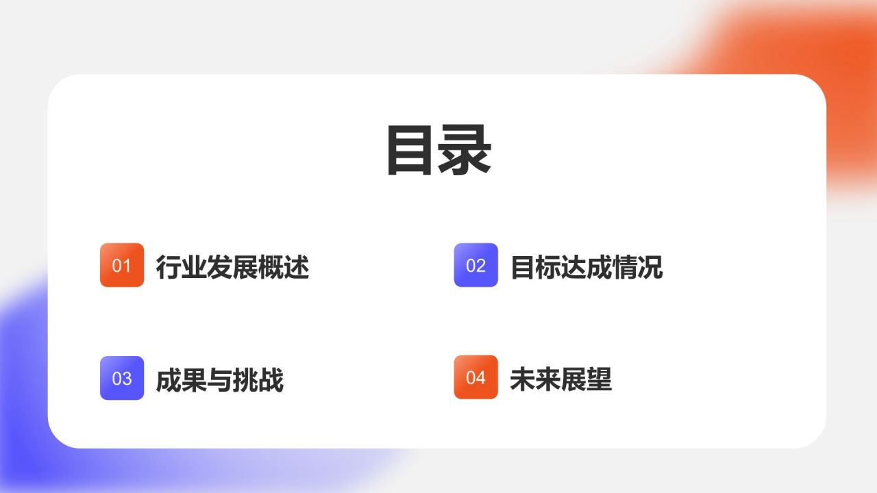 蓝色渐变风年度目标完成情况总结PPT模板