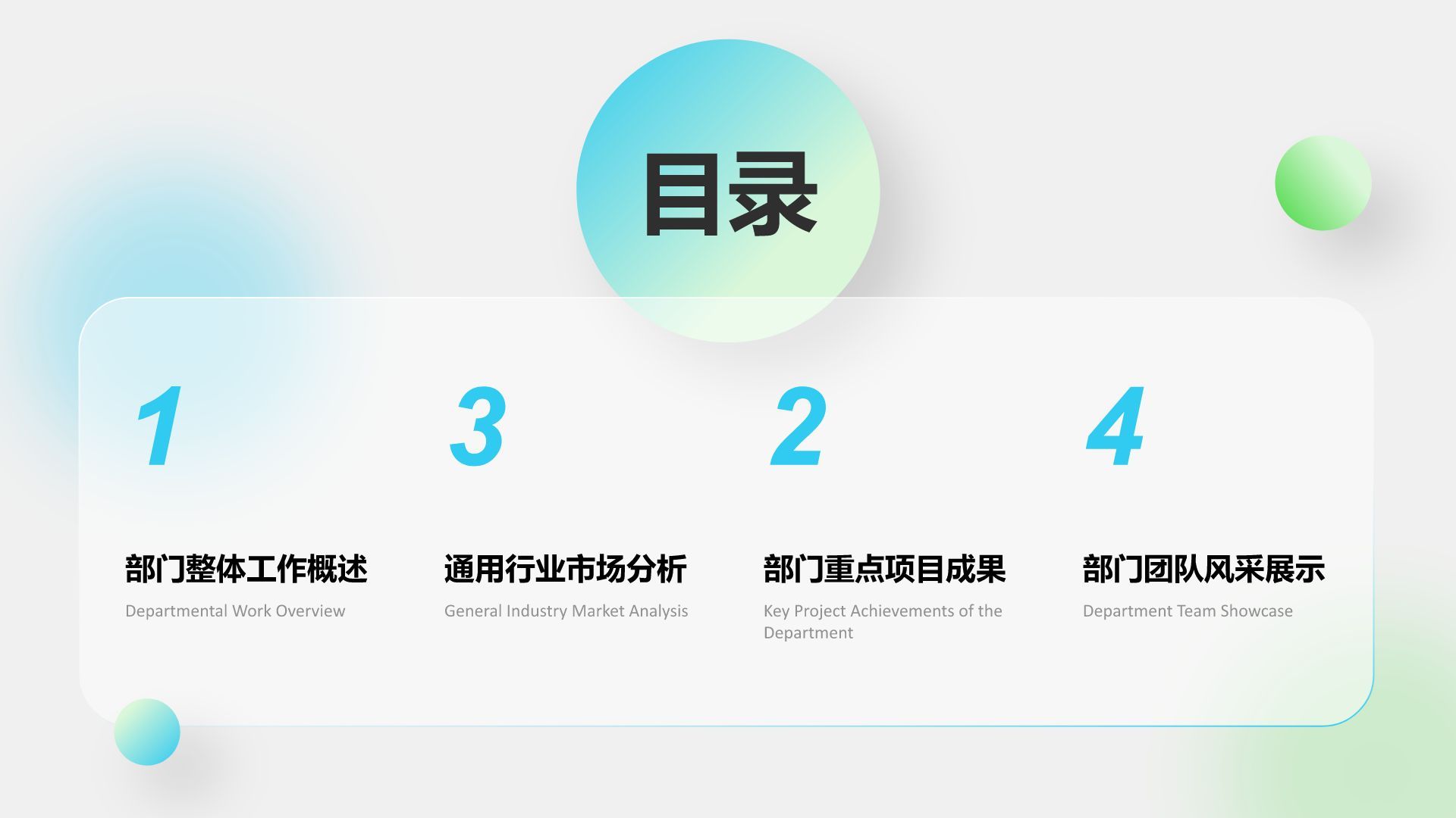 绿色简约风部门年度工作成果展示PPT模板