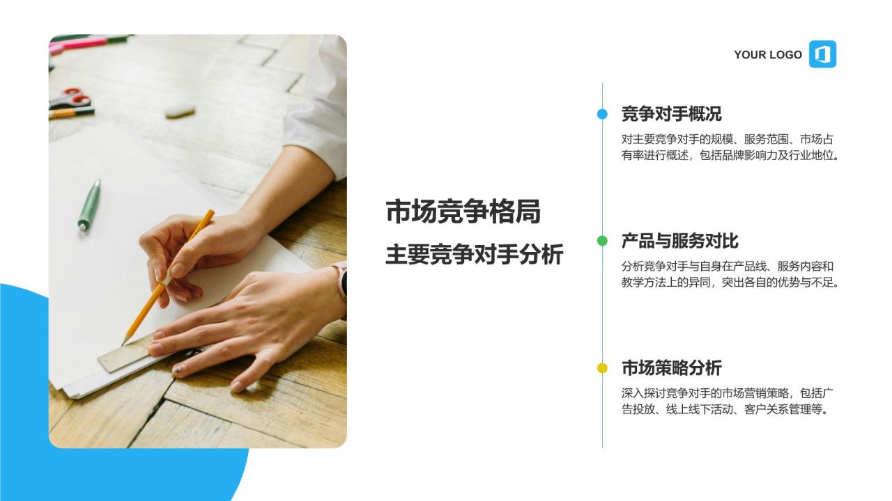 蓝色扁平风教育培训机构年度总结PPT模板