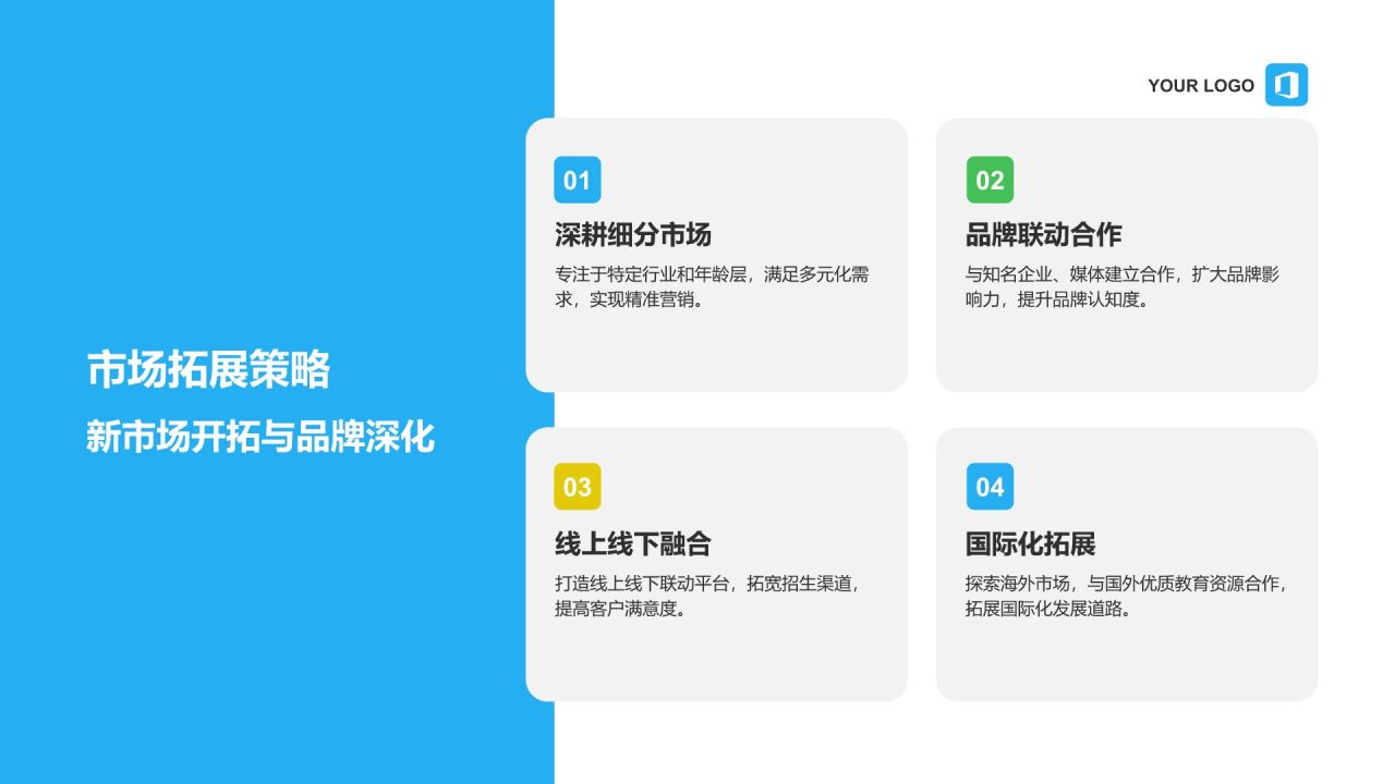 蓝色扁平风教育培训机构年度总结PPT模板