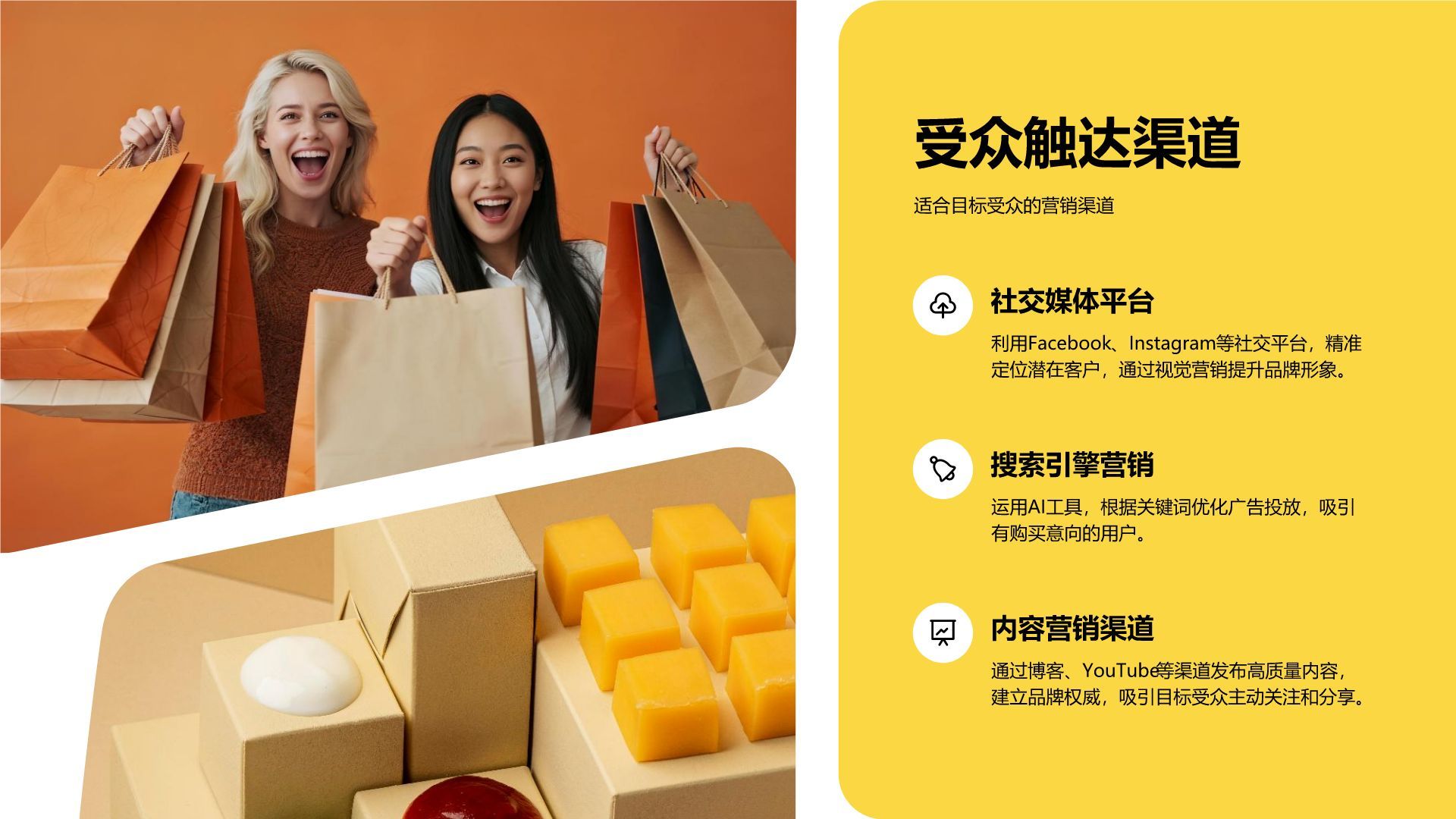 黄色商务风跨境电商营销方案PPT模板