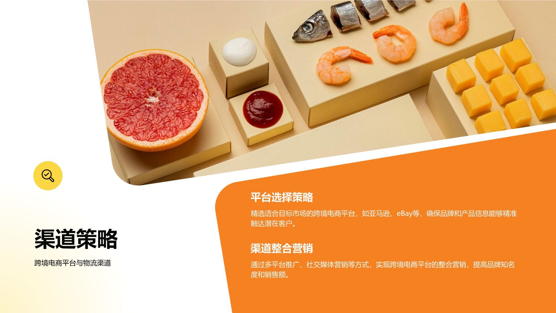 黄色商务风跨境电商营销方案PPT模板