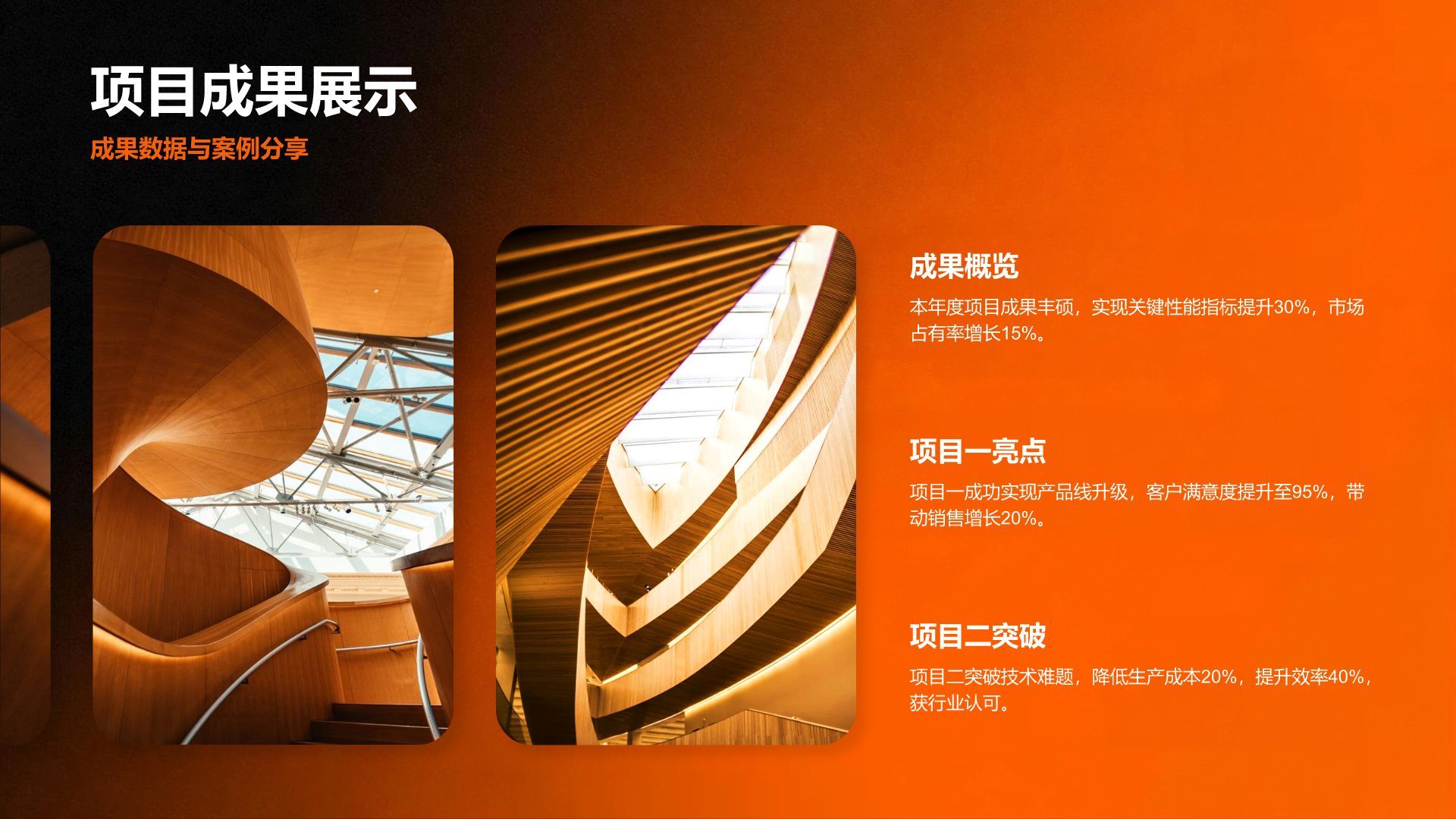 橙色渐变风年度工作成果展示与汇报PPT模板