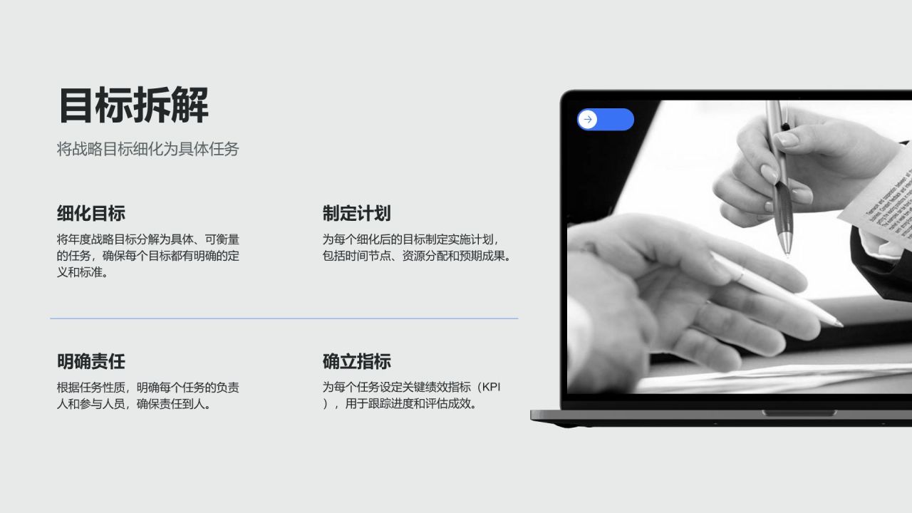 蓝色商务风年度战略目标落地实施方案PPT模板