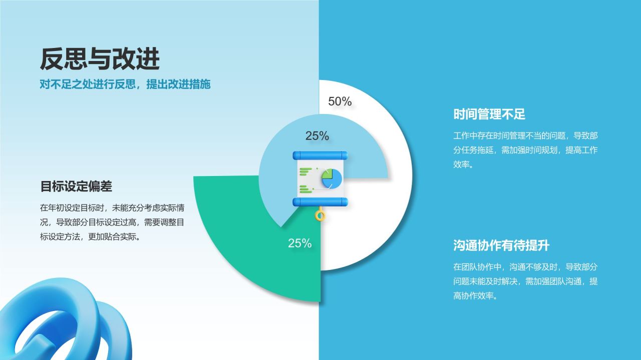 蓝色3D风个人通用年终述职总结PPT模板