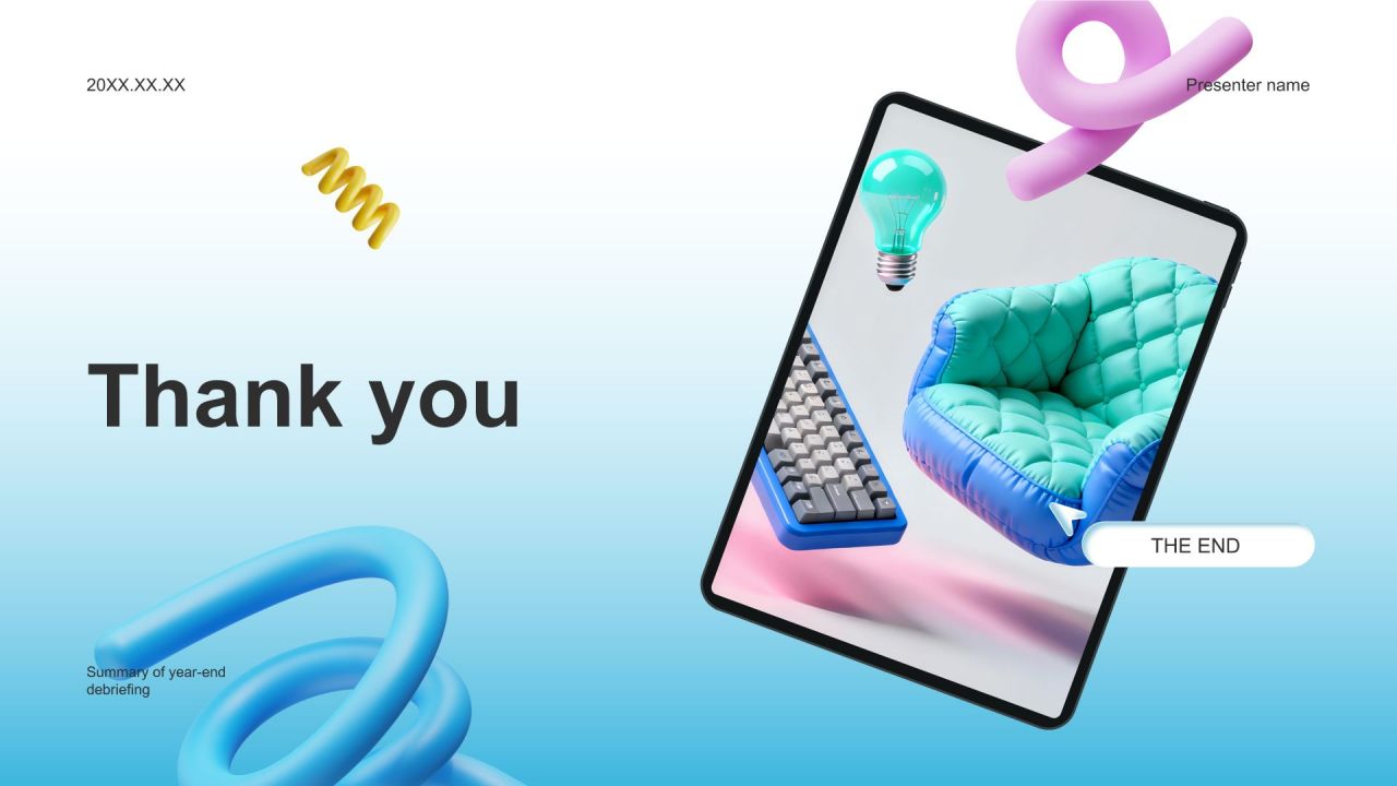 蓝色3D风个人通用年终述职总结PPT模板