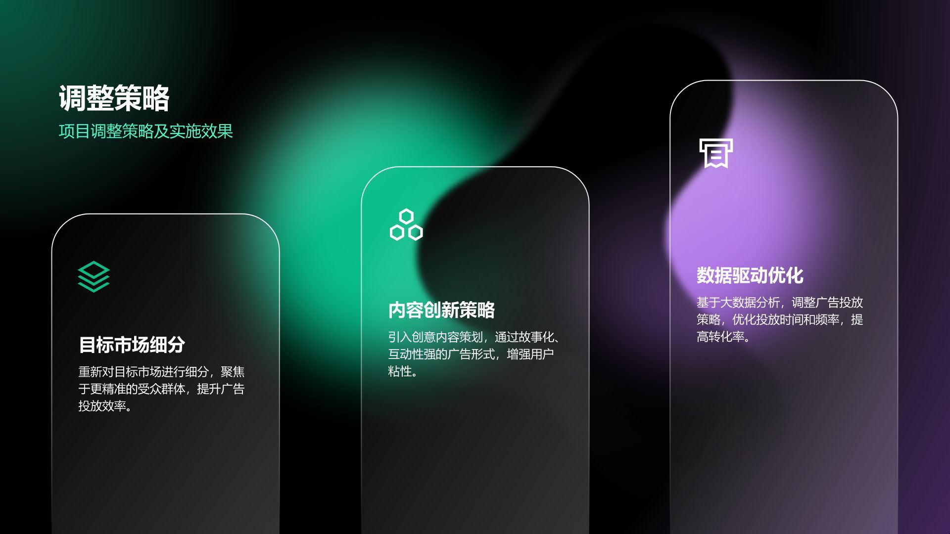 绿色渐变风传媒广告行业年终项目绩效汇报PPT模板