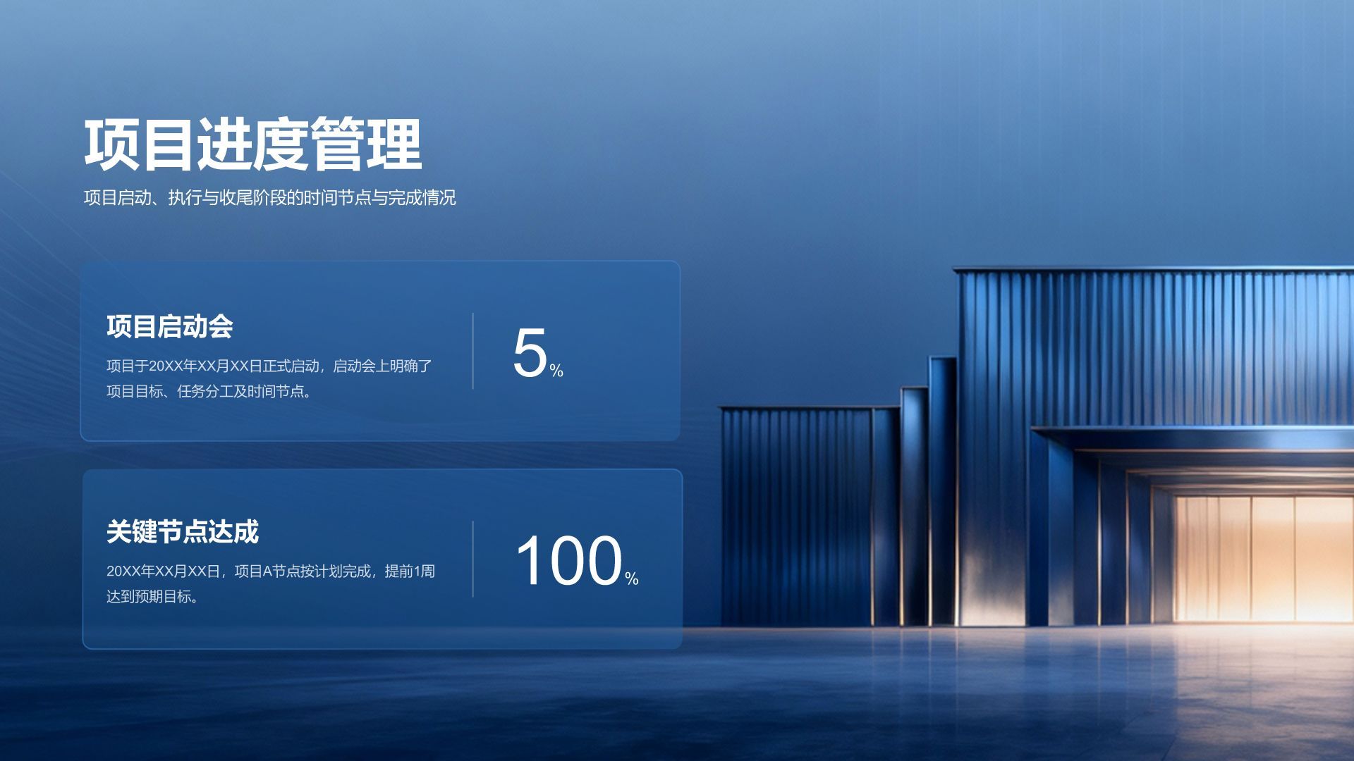 蓝色商务风房地产行业年度项目总结汇报PPT模板