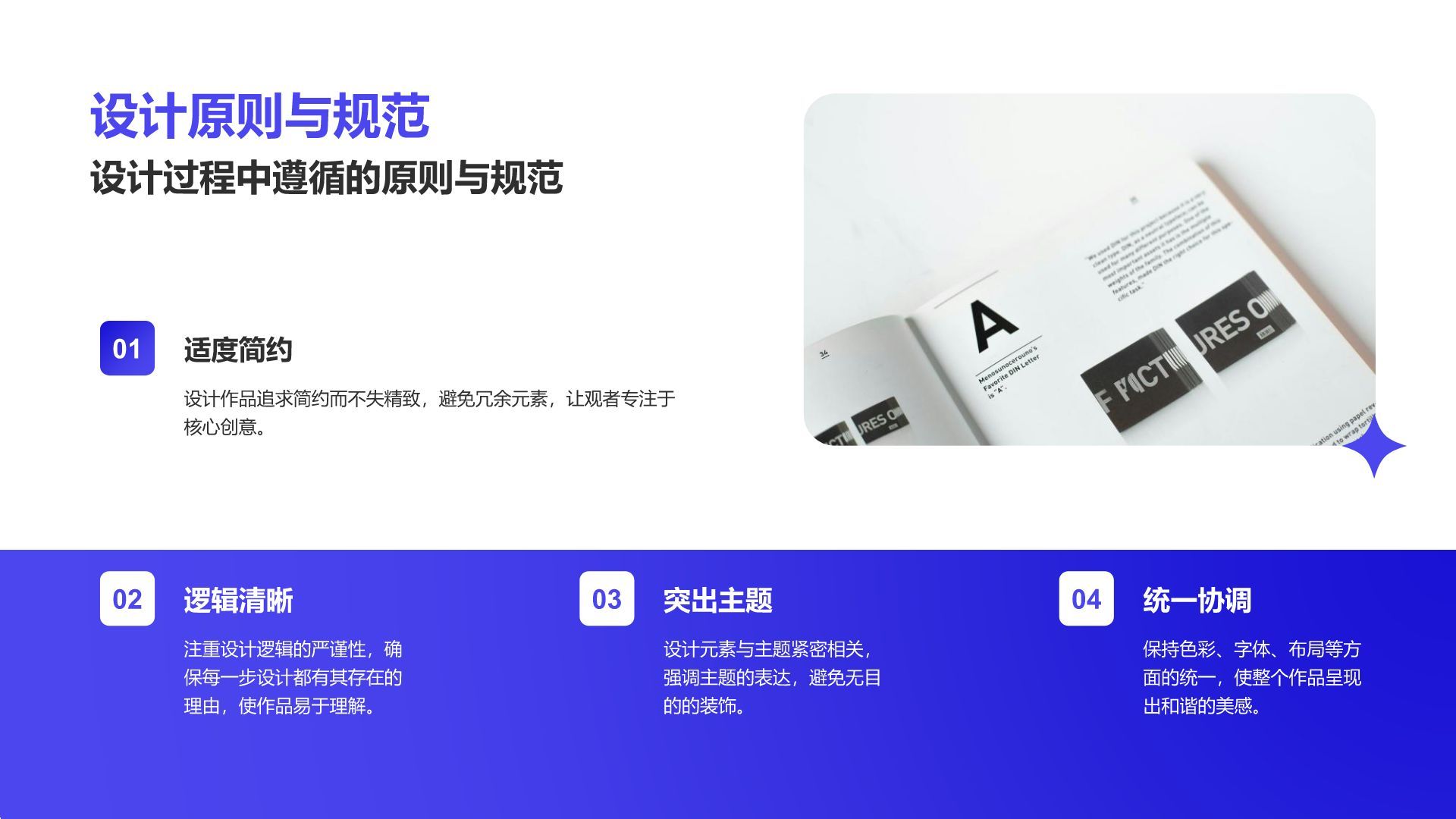 蓝色3D风视觉创意作品集PPT模板