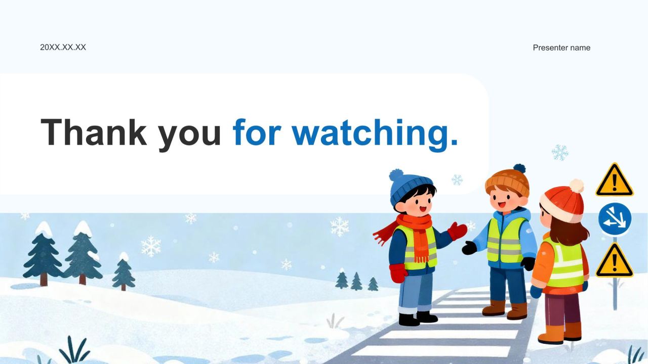 蓝色插画风冬季安全教育培训PPT模板