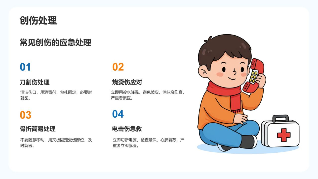 蓝色插画风冬季安全教育培训PPT模板