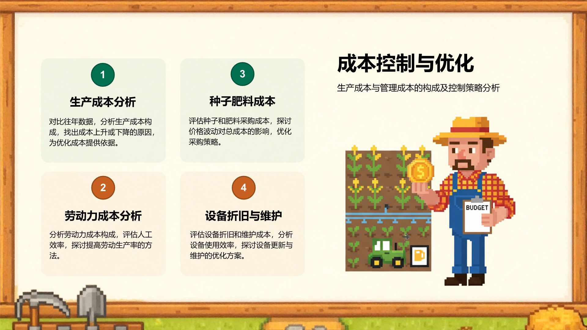 绿色像素风农业种植行业年度收成与经营总结PPT模板