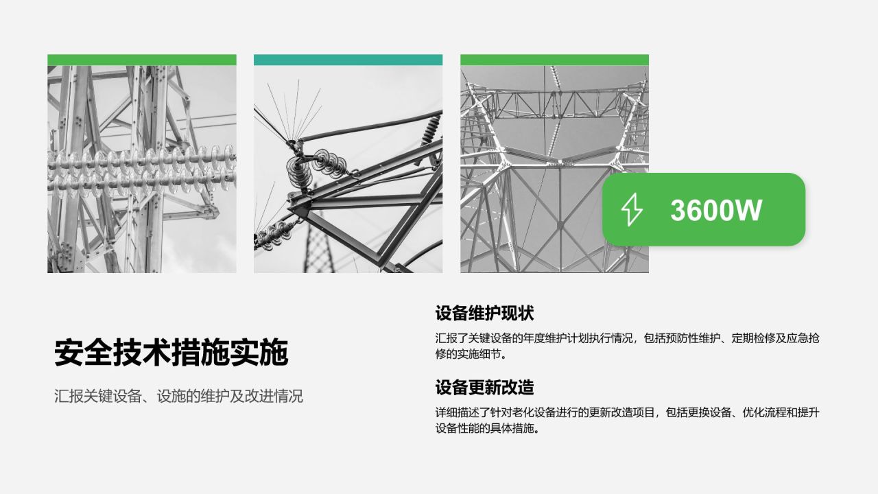 绿色商务风能源电力行业年度安全生产总结PPT模板