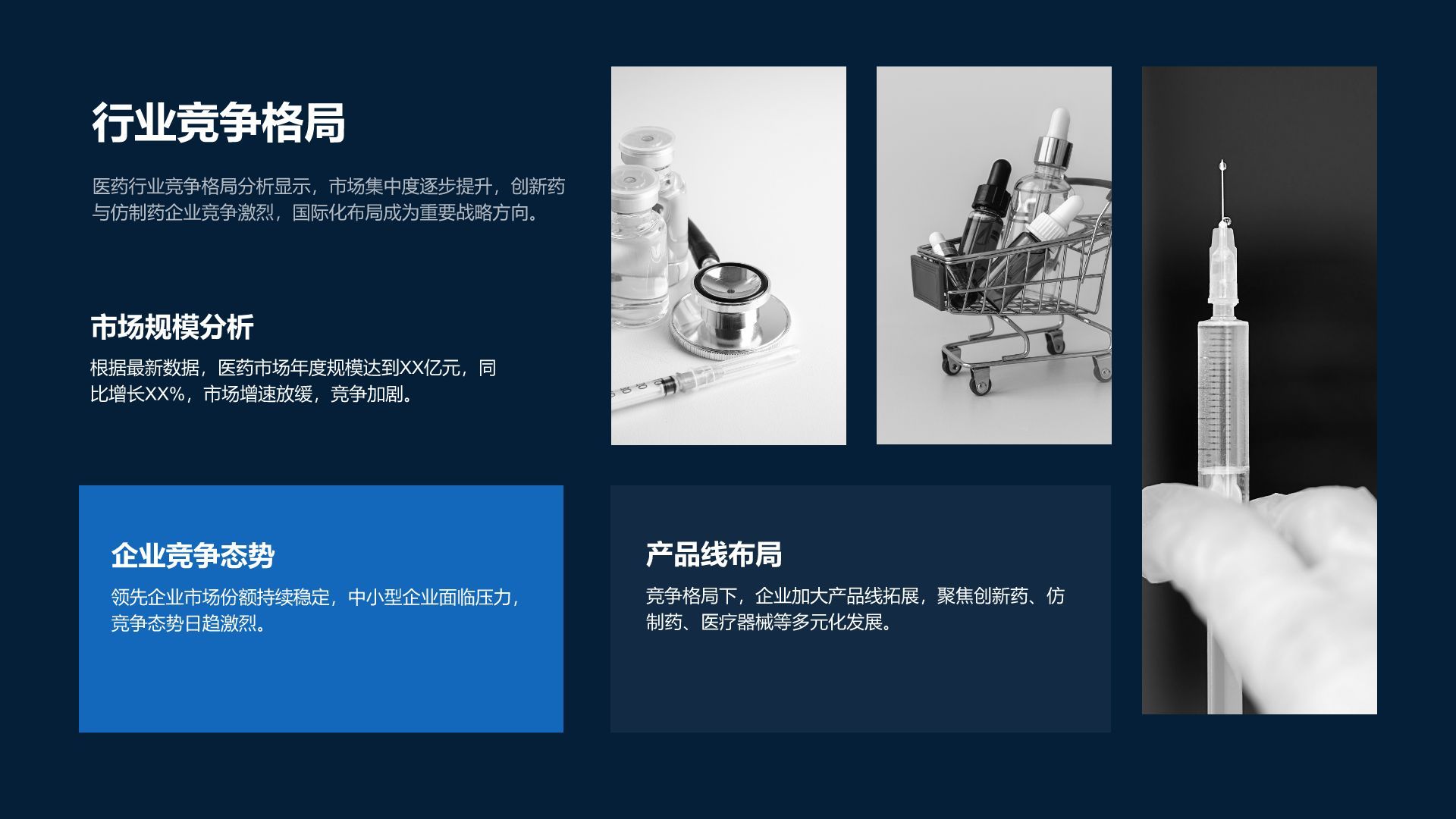 蓝色商务风医药行业年度研发与市场总结报告PPT模板