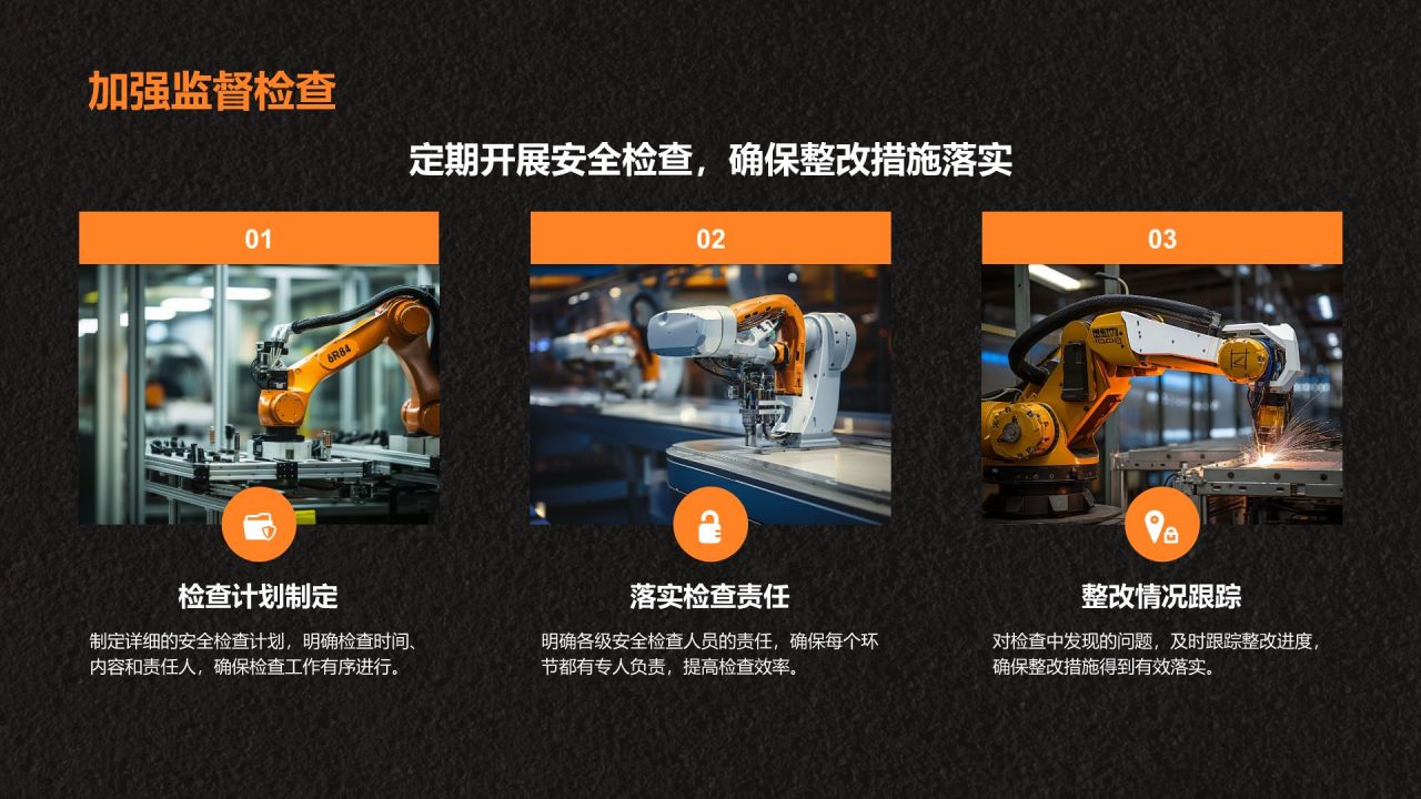 橙色商务风安全生产月活动总结与整改措施汇报PPT模板