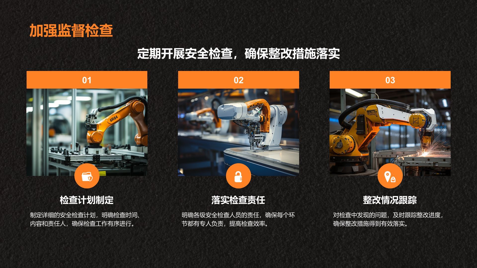 橙色商务风安全生产月活动总结与整改措施汇报PPT模板