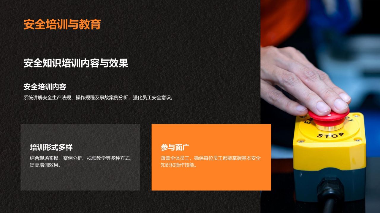 橙色商务风安全生产月活动总结与整改措施汇报PPT模板