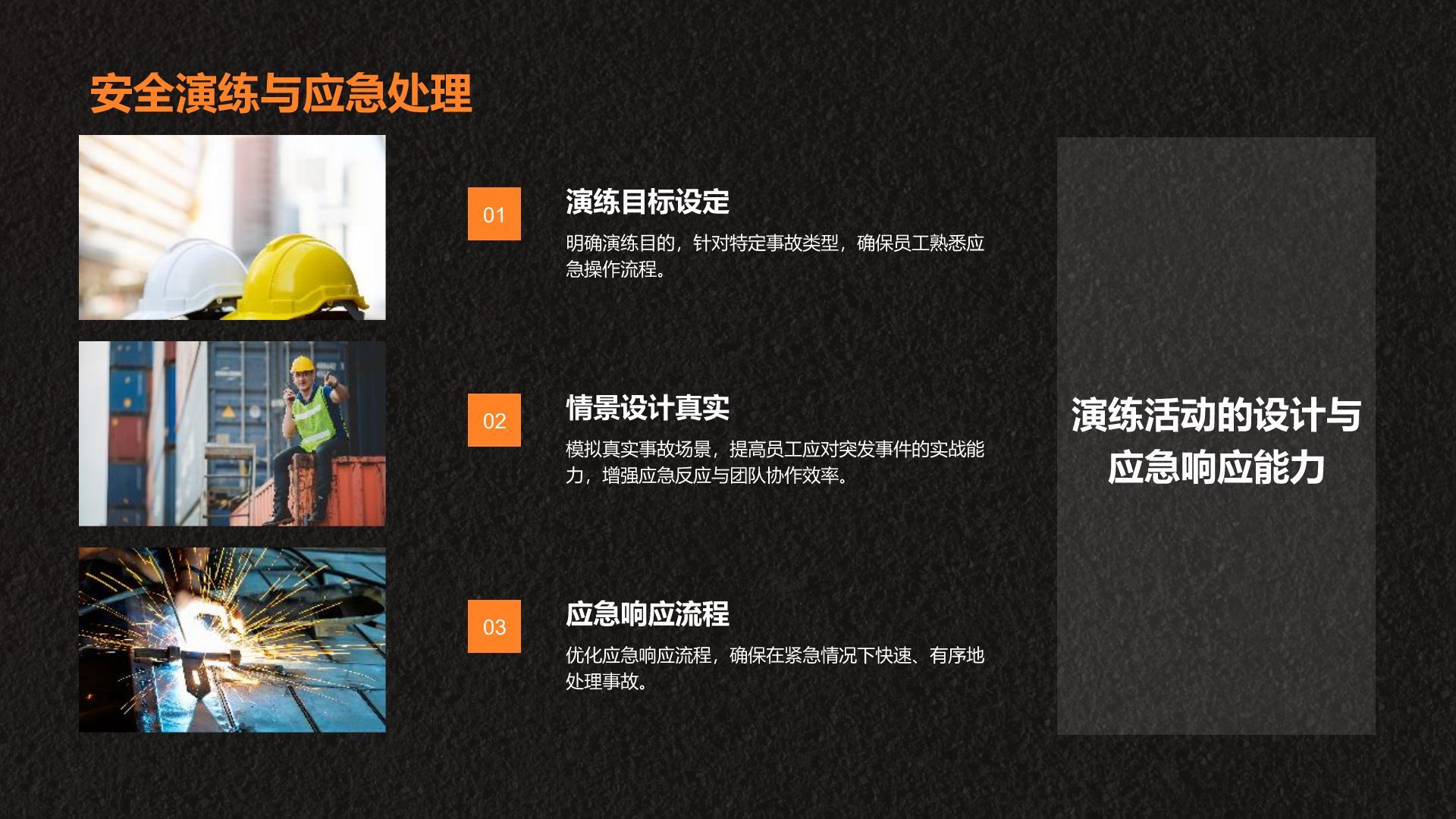 橙色商务风安全生产月活动总结与整改措施汇报PPT模板