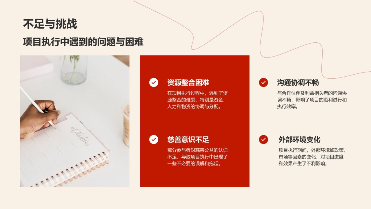 红色商务风公益慈善行业年度项目执行总结PPT模板