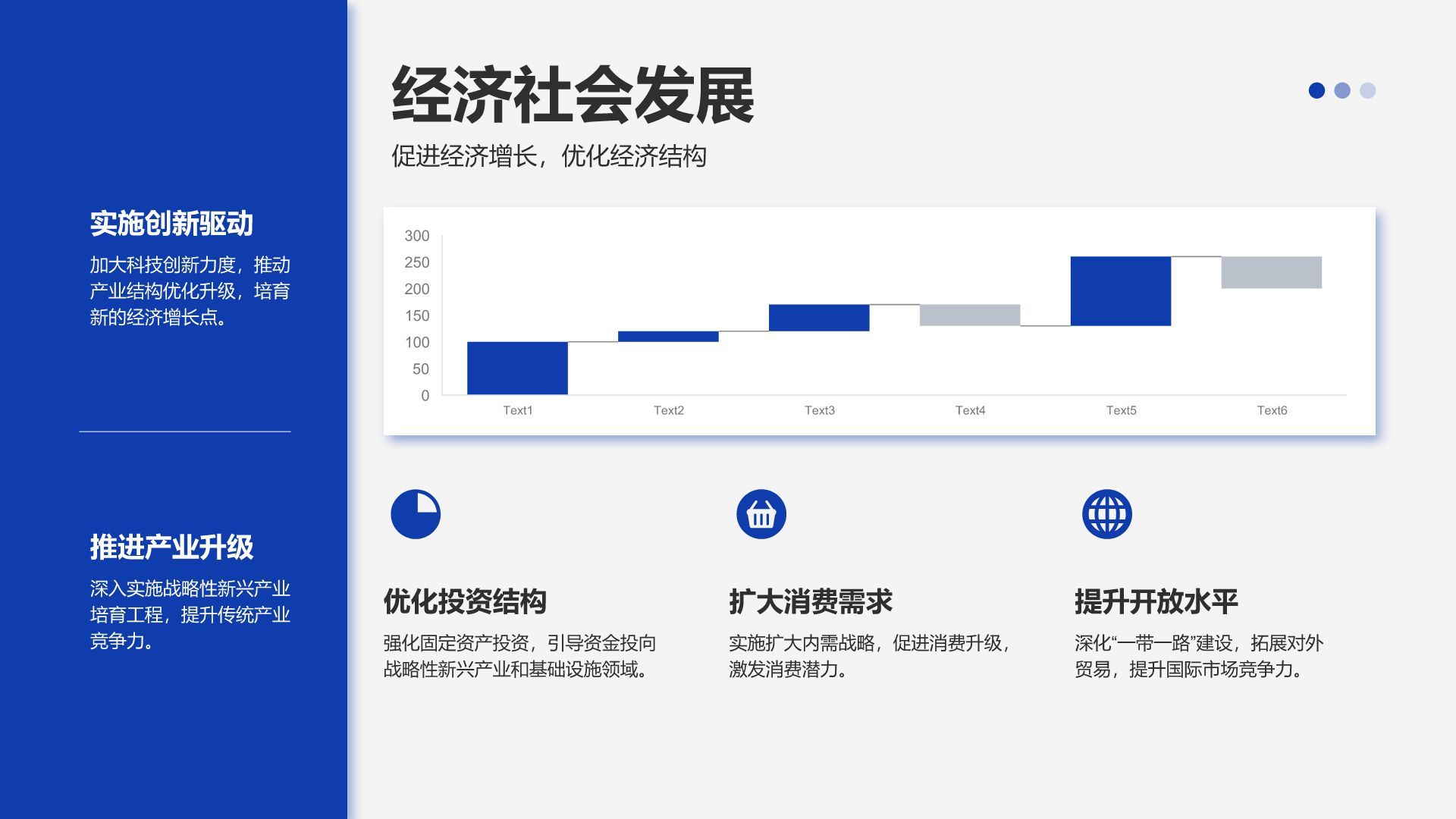 蓝色党政风政府机关年度政务工作总结汇报PPT模板