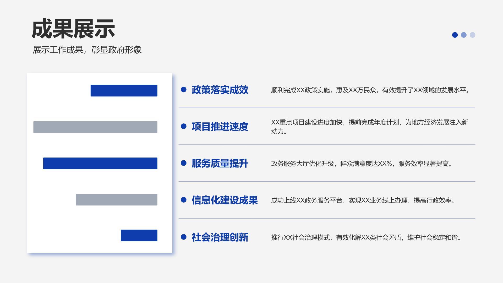 蓝色党政风政府机关年度政务工作总结汇报PPT模板