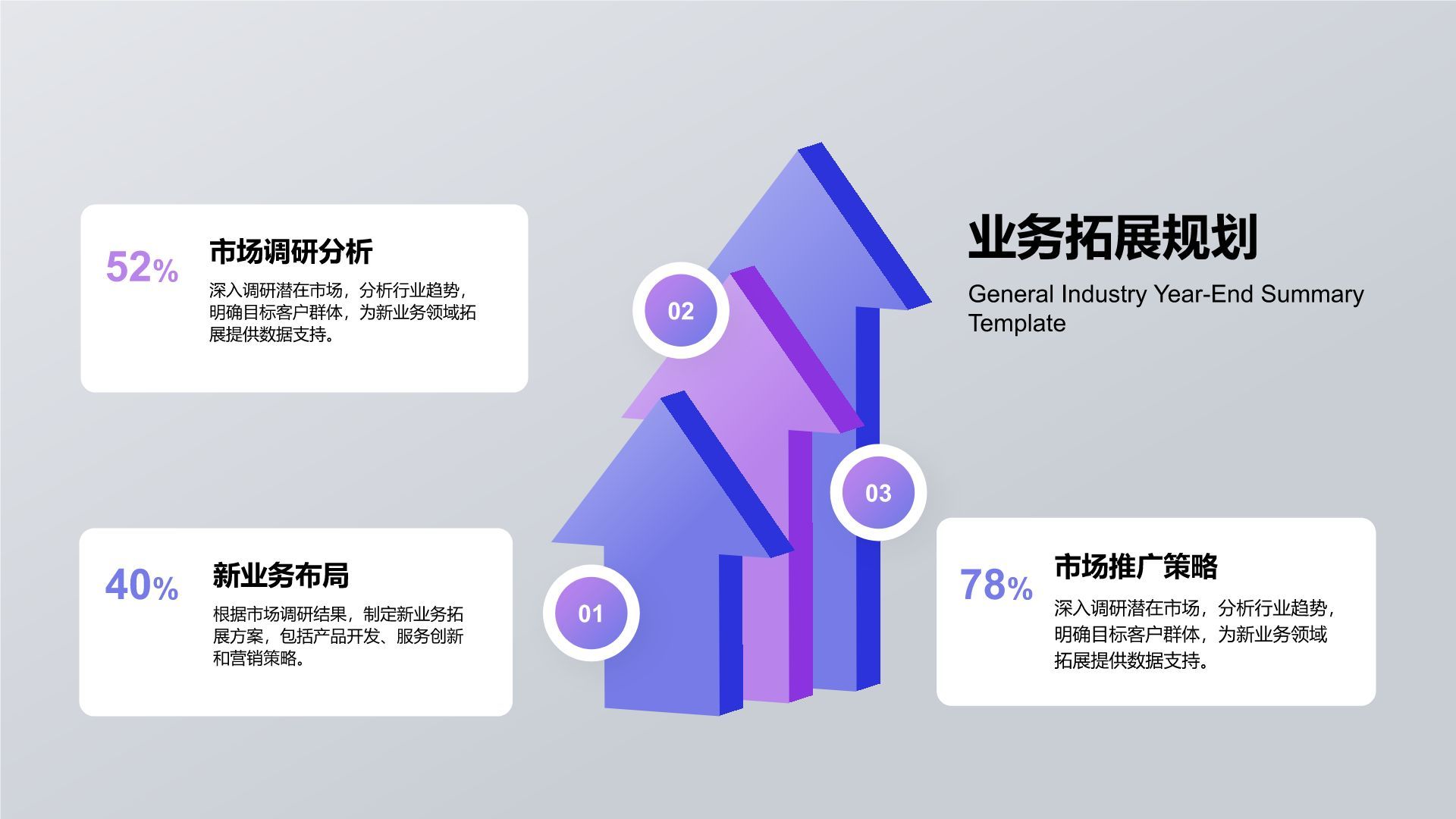 蓝色3D风通用行业年终总结PPT模板