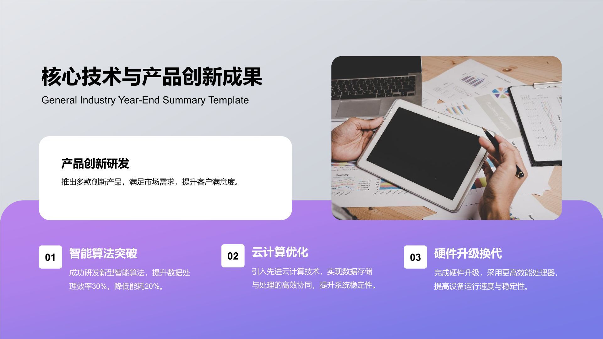 蓝色3D风通用行业年终总结PPT模板